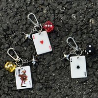 Multicolors Poker Pendants Funny Playing Dice Cards Charms Creative Carabiner Keychain Backpack Waist bag charms Accessories