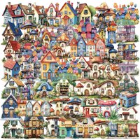 50Pcs Whimsical House PET Stickers, Mushroom Cottage Clear Decals, Stickers for Journal Scrapbooking Laptop Luggage DIY Decor