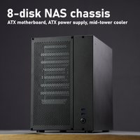 8-drive NAS Chassis ATX Black Synology Flying Bull Storage Hard Drive Case, ATX Power Supply, Mid-Tower Cooler