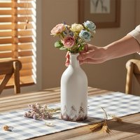 Simple Rustic Style Ceramic Vase with Non-slip Base, for party table centerpieces, living room decoration, ideal gift for others