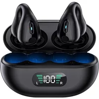 Wireless Bluetooth Earphones Ear-clip LED Power Display Headset Sport Earbuds for Phone HD Sound Game Headphones With Mic