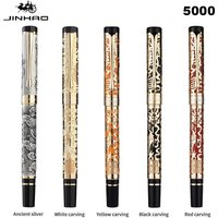 Jinhao 5000 Luxury Metal Fountain Pen Dragon Texture Carving Executive Pen Writing ink Pen Office School Stationery Supplies