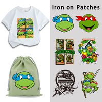 Teenage Mutant Ninja Turtles Iron on Patches Fashion Cartoon Cute Heat Transfer Stickers Print DIY Handbags Trendy Clothe Decals