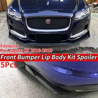 Car Front Bumper Splitters Lip Body Kit Spoiler Extensions Rear Wrap Angle Shark Fins Carbon Look ABS For Jaguar XF 2016-2019