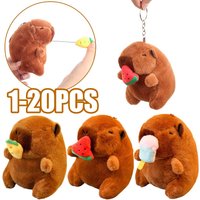 Cute Stuffed Animals Plush Capybara Keychain 12cm Cartoon Simulation Capybara Pendant Snot-Pulling Cute School Bag Pendant
