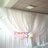 3x6m White Ice Silk Wedding Backdrop Curtain With Silver Sequin Drapery Stage Background Photo Booth Event Banquet Decoration