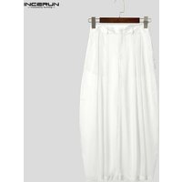 INCERUN Men's Wide Leg Pants Mesh See Through Solid Button Trousers For Man Streetwear Oversize 2026 Fashion Pantalones Pants
