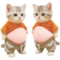 3D Belly Cat Sticker Soft Silicone Car Bumper Sticker/Mobile Phone Decoration Sticker/Door Rear Bumper Sticker Festival Supply