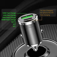 Car Charger Dual Port USB A QC Fast Charging Auto Adapter with Pull Ring Intelligent Protection Flush Fit For iPhone