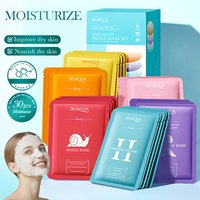 BIOAQUA 30 Sheets Facial Mask Set, 6 Kinds Hydrating Face Mask Patches with Snail & Hyaluronic Acid Extract, Rich Essence Moisturizing Sheet Masks for Daily Dry Skin Care