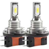 2Pcs H15 LED Headlight Bulbs Canbus Error Free 6000K White 30000LM H7 Car LED Headlamps High Beam DRL Driving Lamps 12V 24V
