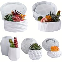 Epoxy resin concrete flower pots, cement vases for succulents, silicone flower pot molds polka dot and designs for succulents