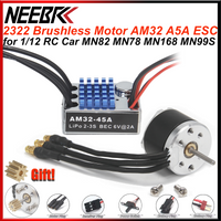 NEEBRC 2322 2600KV Outrunner Brushless Motor AM32 45A T/AM3.0 Plug ESC for 1/12 RC Car MN82 MN99S MN78 MN168 Upgrade Power Kit
