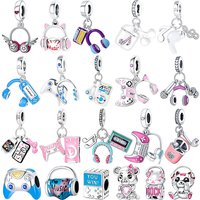925 Sterling Silver Game Music Headphones Series Charms Fit 925 Original Beads Bracelet for Women Jewelry gift making