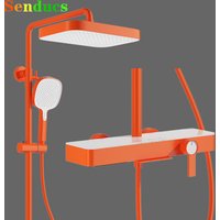 Orange Piano Bathroom Shower Set Waterfall Bathroom Mixer Faucets Rainfall Shower Head Hot Cold Piano Bathroom Shower System