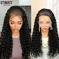 13x6 Transparent Lace Frontal Synthetic Braided Hair Wigs 26inch Cornrow Braids Wig for Black Women African Braiding Hair Wigs