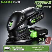 GALAX PRO Kabelloser Detail-Schleifer 20V Kupfermotor 12000 U/min Elektrischer Exzenterschleifer für Holzbearbeitung und Detail-Schleifen 20 Schleifpapiere