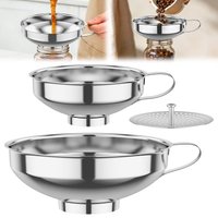 3Pcs Stainless Steel Wide Mouth Funnel Canning Funnel Cup Jam Salad Dressing Hopper For Jar Canned Filteroil Wine Water Spices