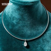 FEOBUR 2Carat Waterdrop Moissanite Pendants Collar Necklace 925 Sterling Silver Pear Solitaire Diamond Choker Women Jewelry Gift