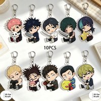 4/10pcs/set Anime Keychain Jujutsu Kaisen Key Chain Women Accessories Cute Bag Pendant Key Ring Acrylic Cartoon for Friend Gifts