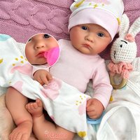 45cm Open Mouth Chubby Girl Full Soft Silicone Reborn Baby Realistic Details Doll for Pregnancy or Infant Loss Memorial Keepsake