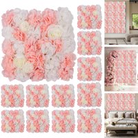 Flowers Wall Backdrop,6Pcs 38x38cm Floral Wall Panel Artificial Rose Decor,3D Floral Backdrop for Wedding, Party, Home Decor