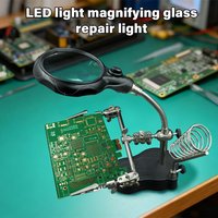 Welding Magnifying Glass LED Light Auxiliary Clip loupe Magnifier 3 In1 Hand Soldering Solder Iron Stand Holder Station