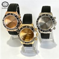 SmileLife 39mm Dayton VK63 Watch Case With Black Rubber Strap Sapphire Glass Fit VK63 Quartz Movement Watch Accessories