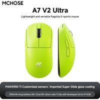 MCHOSE A7 V2 Pro Ultra Wireless Tri-Mode Gaming E-sports Mouse PAW3950 Ti Lightweight 42000dpi Dual 8K 500mAh Ergonomic Mouse