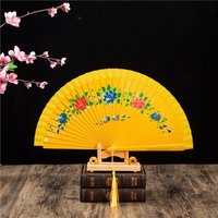 Elegant Wooden Folding Fan Double Sided Floral Spanish Dancing Fan Hollow Out Hand Painted Fan Performances