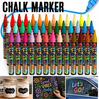 Chalk Markers 12/24/36/48Colors 6mm Tip Erasable Water-Based Non Toxic Liquid Chalk Pen Blackboard Glass Window Ceramic Art Tool
