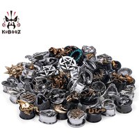 Mixed Style 5-10 Pairs Stainless Steel Ear Tunnels Plugs Gauge Set Stretchers - Body Piercing Expander Jewelry