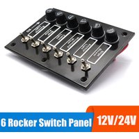 15A 24V 12V Rocker Switch Panel Fuse Light Toggle 6 Buttons Caravan Racing Auto Car Accessories For Boat Marine Truck Trailer RV