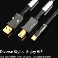 HiFi Audio Data Line 5N OCC Shield OTG USB A To B Type C Cable for Decoder DAC Sound Card A-B PC