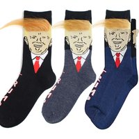 Doneld Trunp Stockings with 3D Fake Hair Crew Socks for Men Women