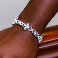 2025 New Bling CZ Evil Eye Infinity Cross Charm Cuban Chain Bracelet Prong Setting Cubic Zirconia Iced Out Hip Hop Jewelry