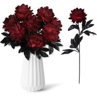 5/10Pcs Wine Red Black Artificial Flower Branch for Halloween Party Christmas Wedding Decoration DIY Vase Fake Flower Home Decor
