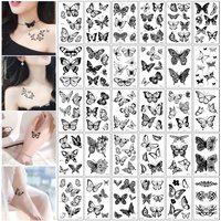 30pcs/Set Black Butterfly Tattoo Stickers for Women Sexy Clavicle & Arm Temporary Cover-up Non-Repeatable Simulated Tattoos