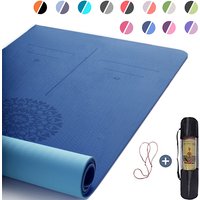TPE Yoga Mat With Position Line 6mm Non-Slip Double Layer Sports Exercise Pad For Beginner Home Gym Fitness Gymnastics Pilates