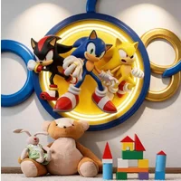 Cartoon Hedgehog PVC Self-Adhesive Wall Decals 3D Sonic Anime Stickers Featuring Shadow Tails Knuckles Amy Cute Stickers Gifts