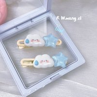 Cartoon White Cloud Star Duck Clip Cute Sweet Girl Side Bangs Hairpin Blue Star Sky Hair Clips for Women Y2k Fashion Accessories