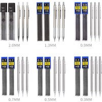 Mechanical Pencil Set 0.3 0.5 0.7 0.9 1.3 2.0mm Full Metal Art Drawing Painting Automatic Pencil with Leads Office School Supply