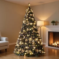 DurableChristmas Tree Flocking And Falling Snow Retractable Folding With LED Lights Household Plant Decoration