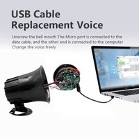 Waterproof 100dB 10W Customisable Sound Multi Sound Programmable Musical Car Horn Electronic Siren Remote Control Black Mp3