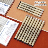 6-12Pcs/Set Art Markers Waterproof Fineliner Pen for Drawing,Manga,Hand-painted Sketches Black Ink Pen for Students Stationery