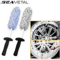 SEAMETAL Car Wash Brush Plush Premium Wheels Brush Non-Slip Handle Easy To Cleaning Rims Spokes Wheel Barrel Cleaning Mitt image 4