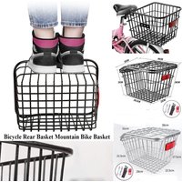 Easy To Install Bicycle Rear Basket Fixed Durable Adjustable Mountain Bike Basket Metal Black/Silver Backpack Storage