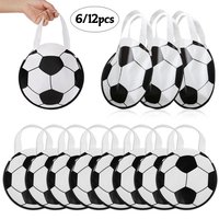 6/12Pcs Non-Woven Football Gift Bags for Sports Theme Soccer Birthday Party Decoration Favors Supplies Candy Snack Packaging Bag