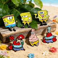 6 Pcs SpongeBob SquarePants Anime Cartoon Brooch Set Classic Enamel Pins Metal Badges for Backpacks And Clothing Jewelry Gift