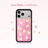 Wildflower INS Claire Drake Phone Case For iPhone 11 12 13 14 15 16 17Pro Max Plus Cute cartoon Pink kitten Shiny Star wf Cover